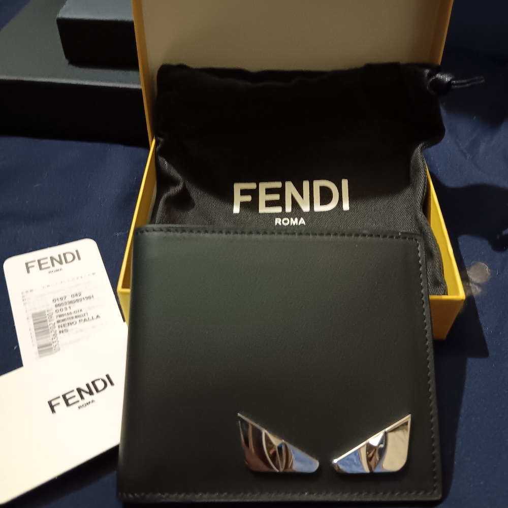 Fendi men's bifold monster wallet diamond eyes